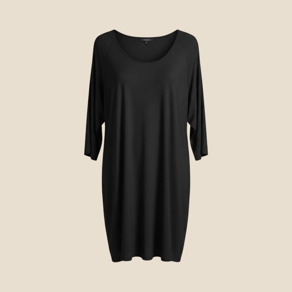 24seven Comfort Apparel Tops - 24seven Comfort Apparel Womens 3X Black Tunic Dress 3/4 Sleeve Scoop Neck New